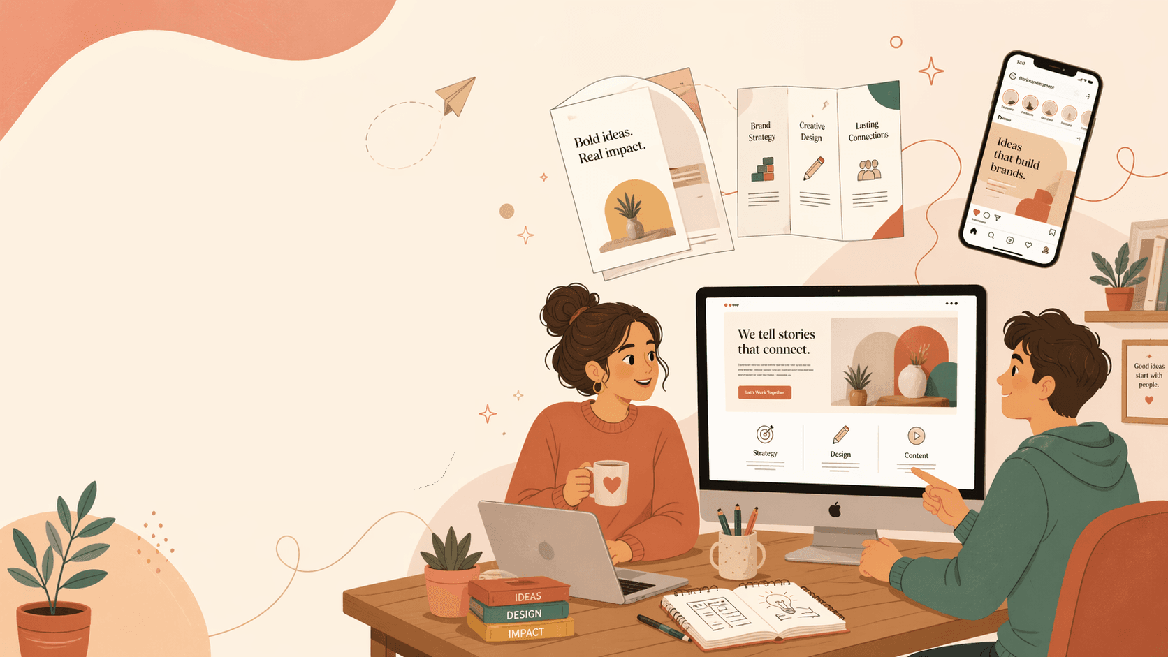 Brick x Moment — illustrated brand banner